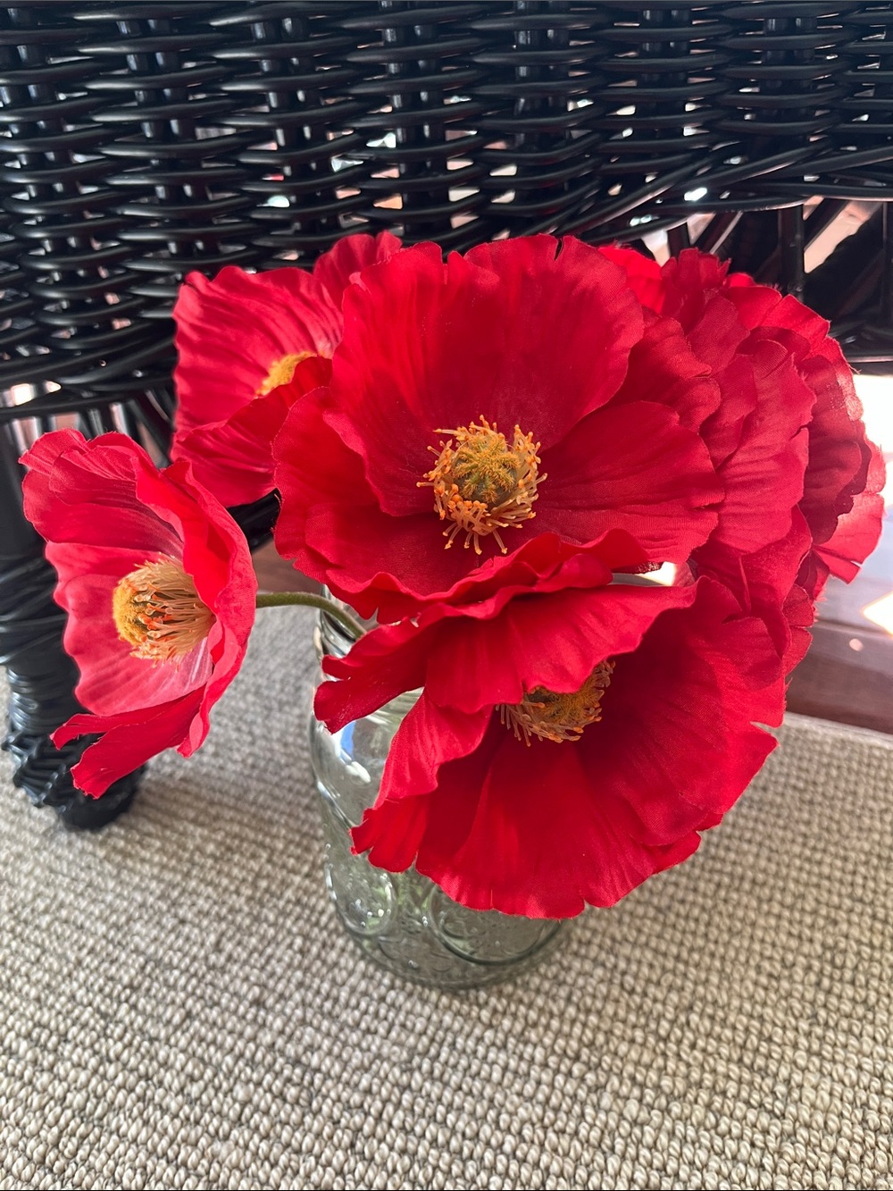 Red Faux Poppy Floral Stems